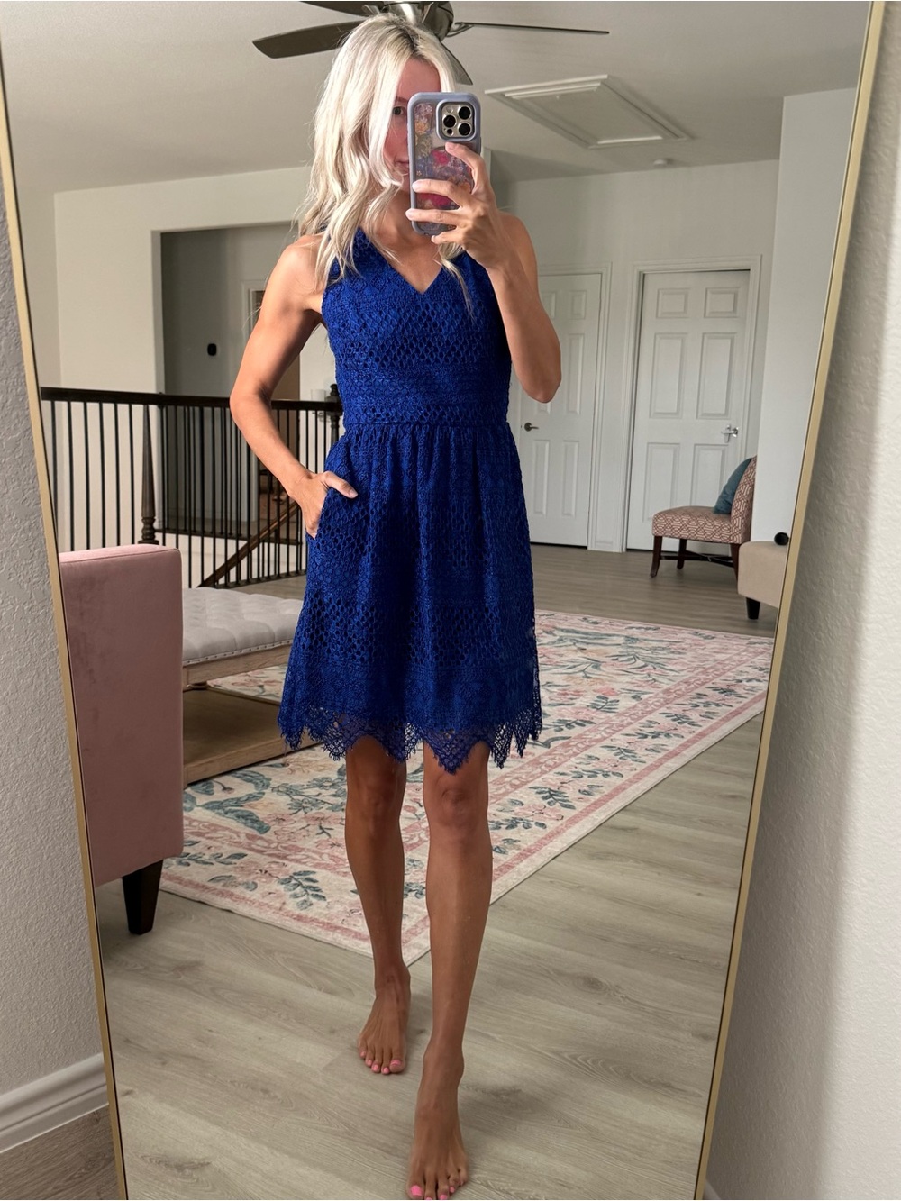 Banana Republic 0P blue lace dress
